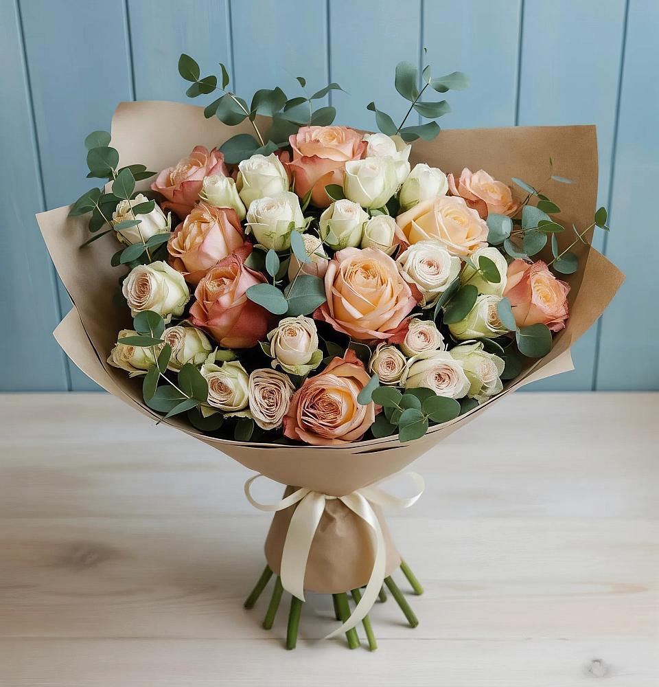 Букет цветов из: Альстромерии и Розы в Косихе