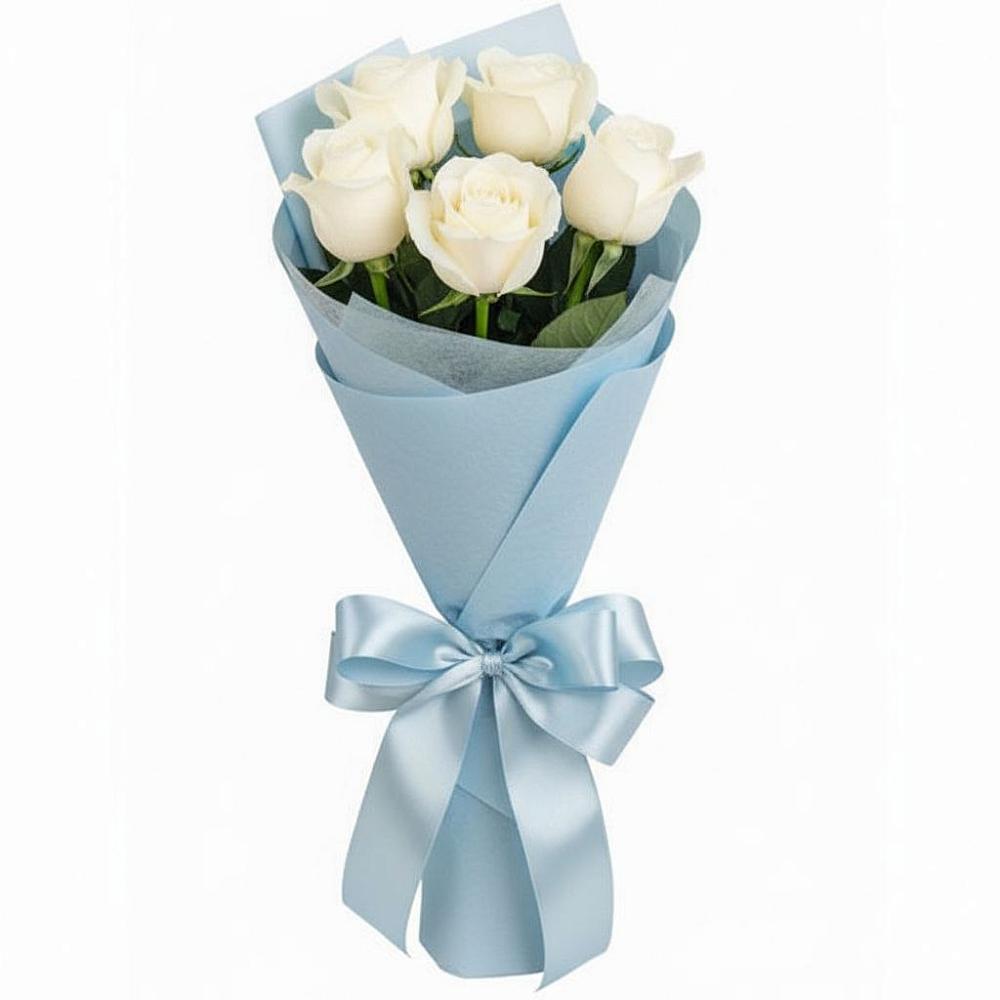 Букет 5 Белых роз Проуд в Косихе