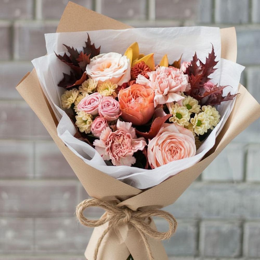 Букет цветов из: Гвоздики, Хризантемы и Розы в Косихе