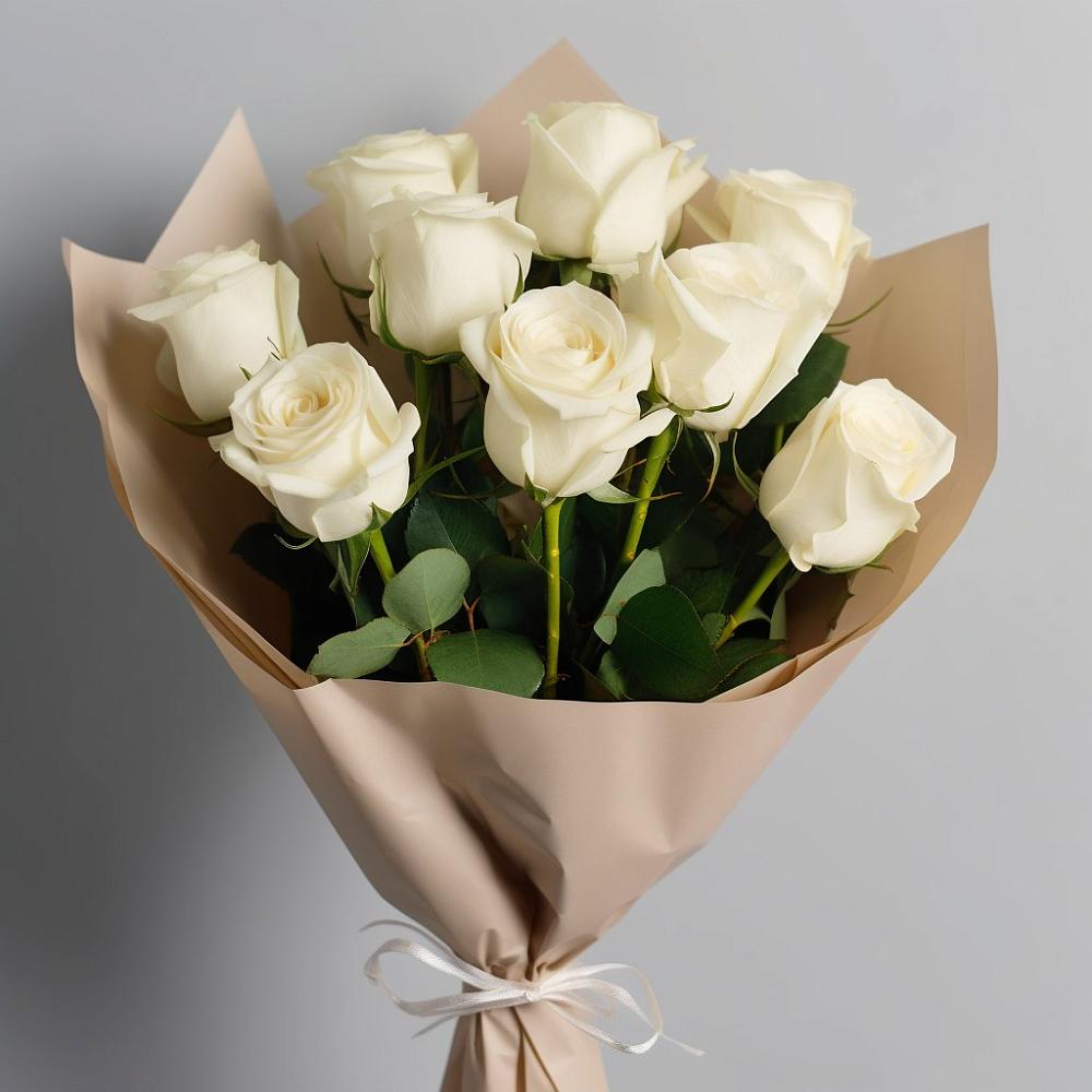Букет 9 Белых роз Эдлесс Лав в Косихе