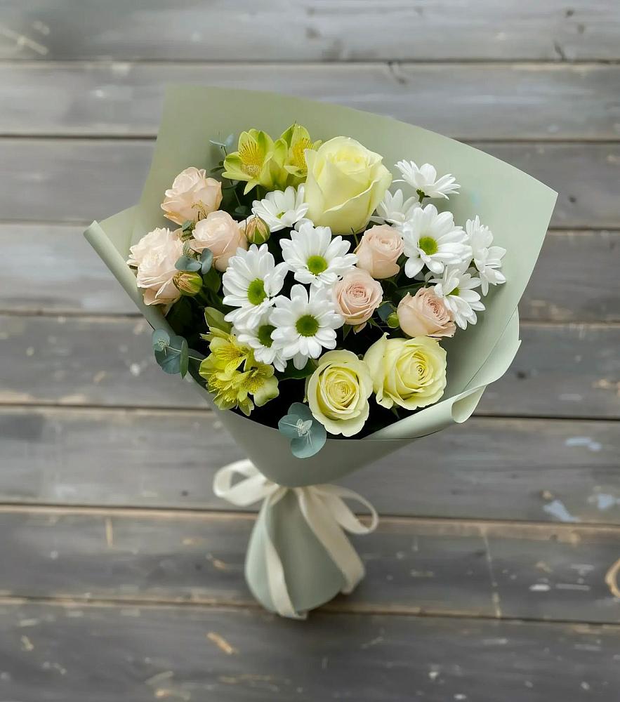 Букет цветов из: Альстромерии, Розы и Хризантемы в Косихе