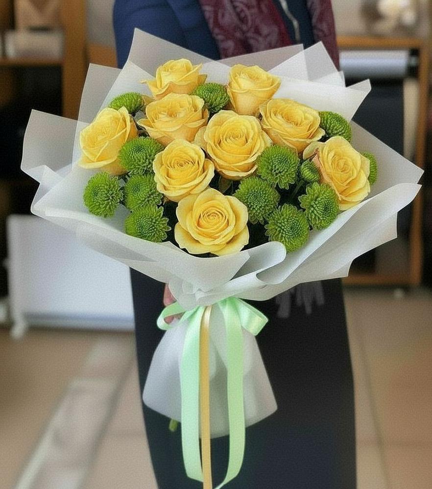 Букет цветов из: Хризантемы и Розы в Косихе