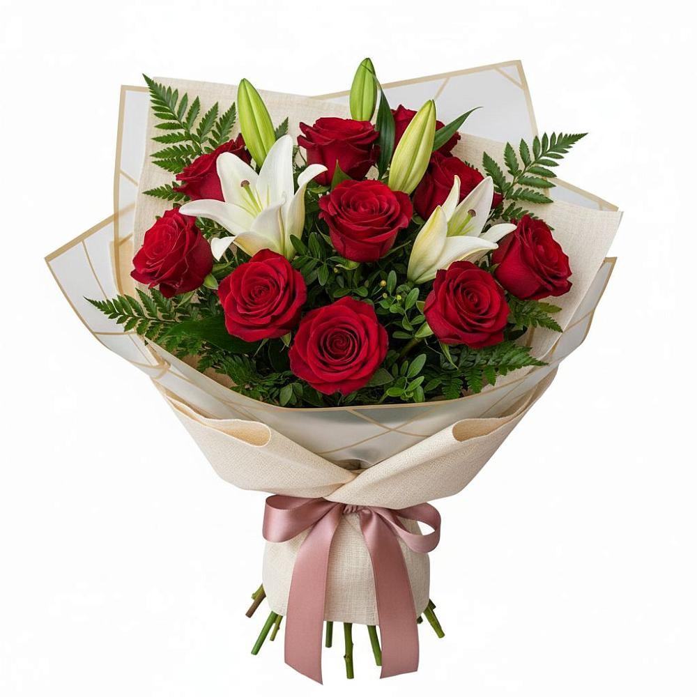 Букет цветов из: Лилии и Розы в Косихе