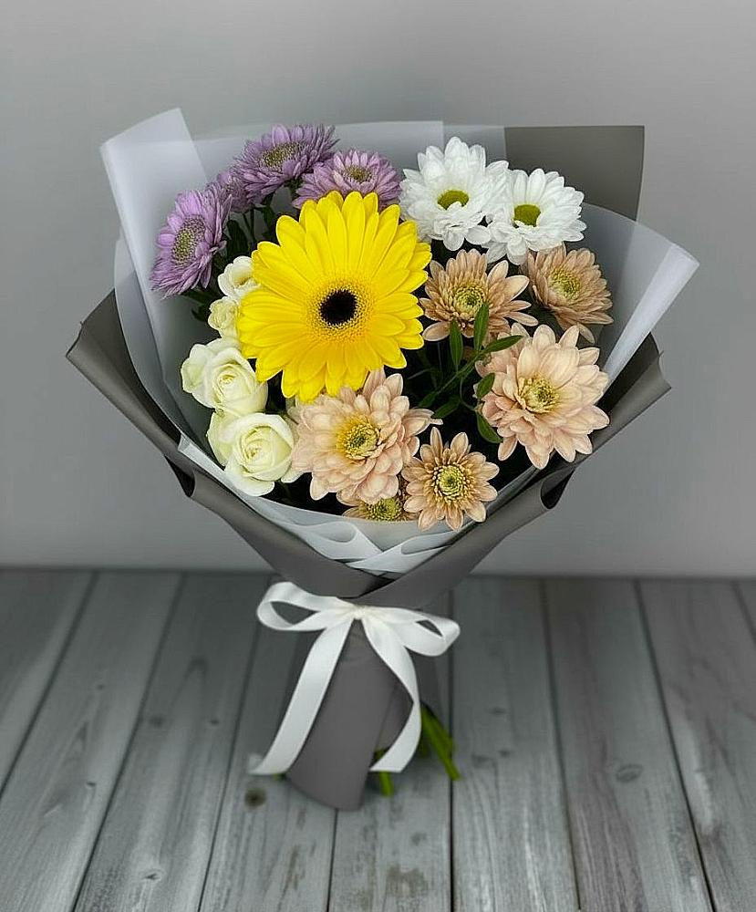 Букет цветов из: Розы, Герберы и Хризантемы в Косихе