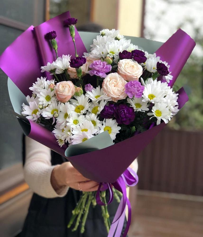 Букет цветов из: Хризантемы, Гвоздики и Розы в Косихе