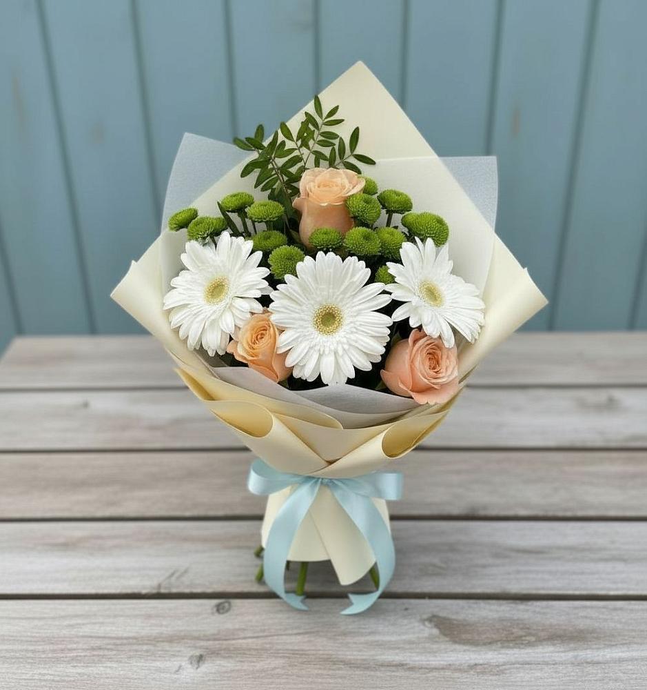 Букет цветов из: Герберы, Розы и Хризантемы в Косихе