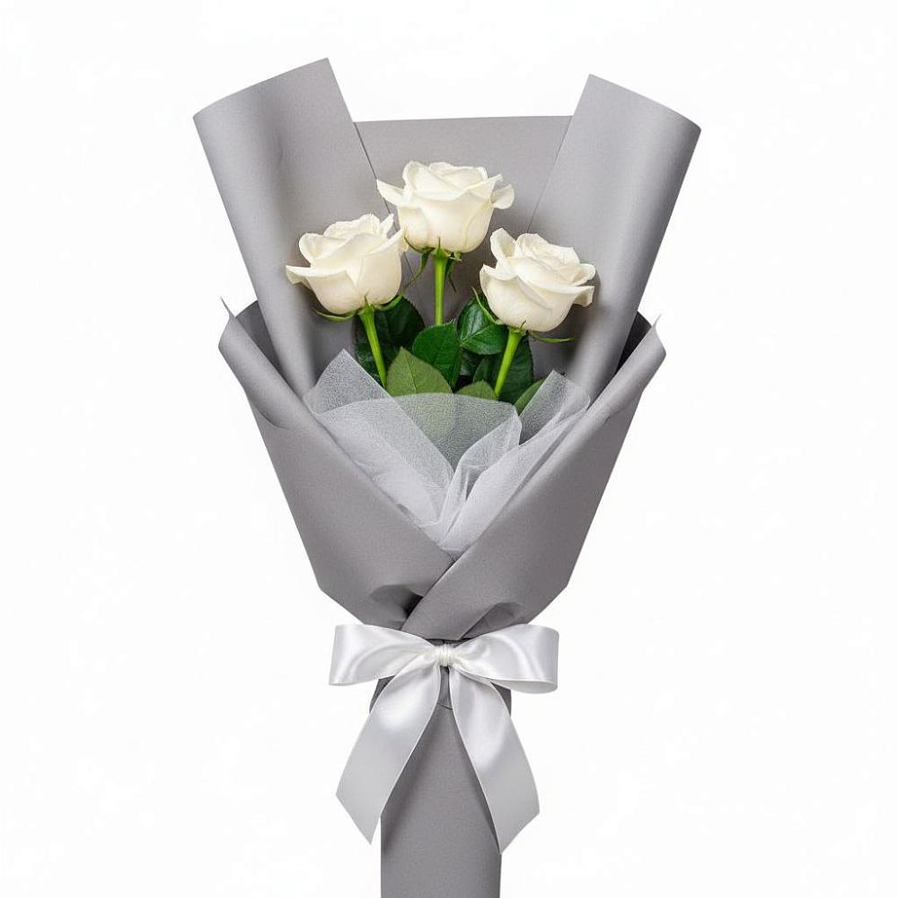 Букет 3 белые розы в Косихе