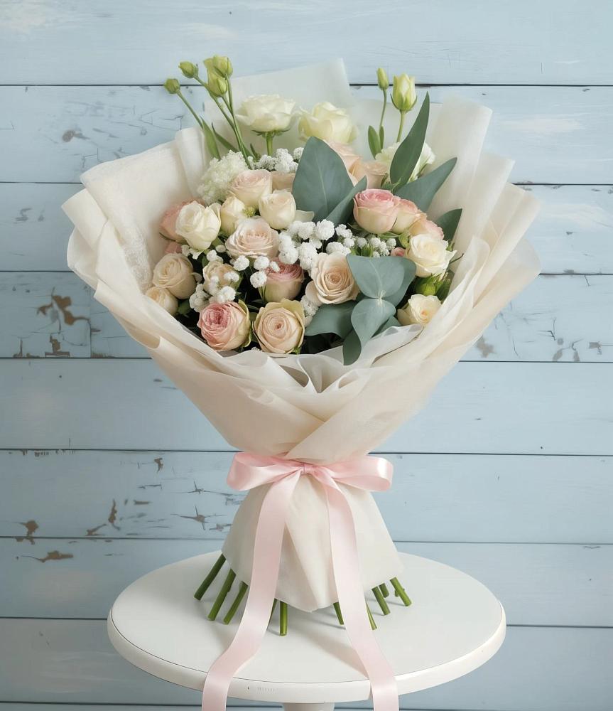 Букет цветов из: Розы и Лизиантусы в Косихе