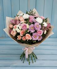 Букет цветов из:  Хризантемы, Розы и Альстромерии в Косихе