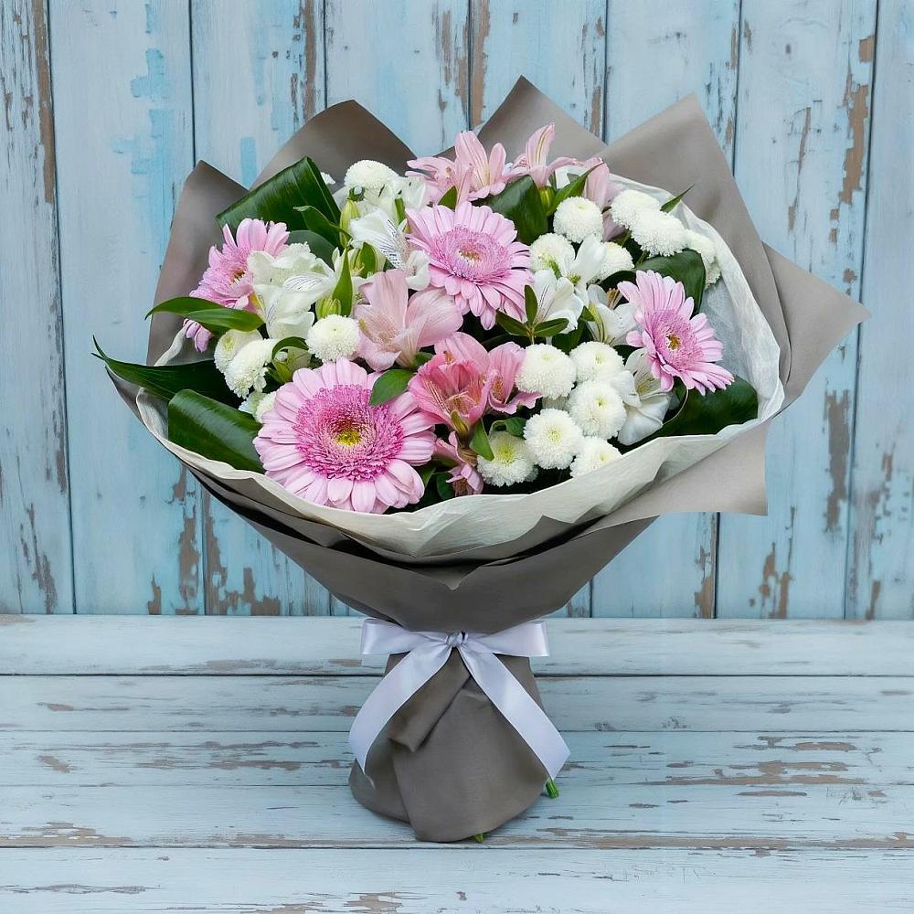 Букет цветов из: Герберы, Альстромерии и Хризантемы в Косихе