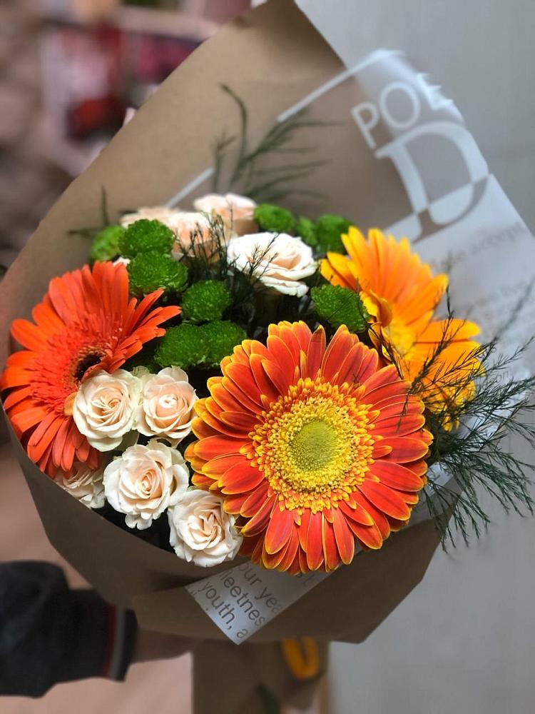 Букет цветов из: Герберы, Хризантемы и Розы в Косихе